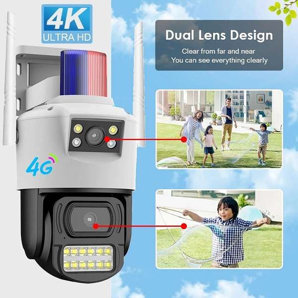 JG20375626 Dual Lens Night Vision Outdoor 4G Camera With V380 Pro App
