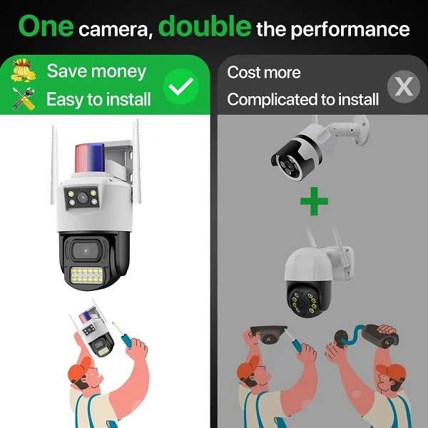 JG20375626 Dual Lens Night Vision Outdoor 4G Camera With V380 Pro App