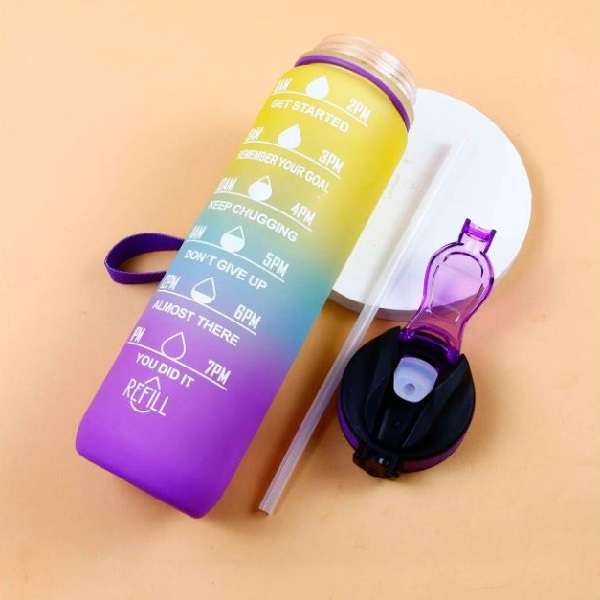 1000ml Motivational Water Bottle With Straw