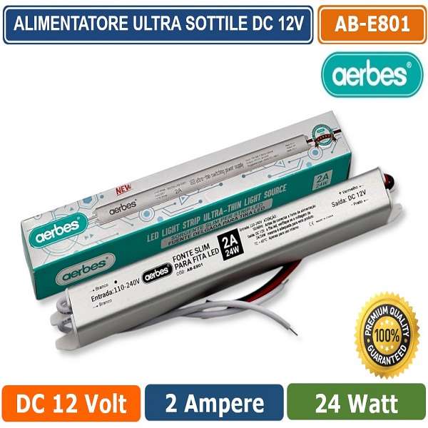 Aerbes AB-E801 24w Ultra Slim Metallic Stabilized Switching Power Supply 220V
