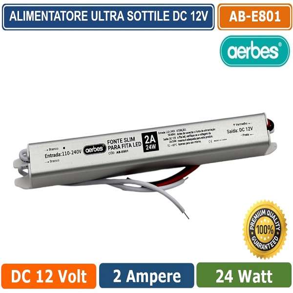 Aerbes AB-E801 24w Ultra Slim Metallic Stabilized Switching Power Supply 220V