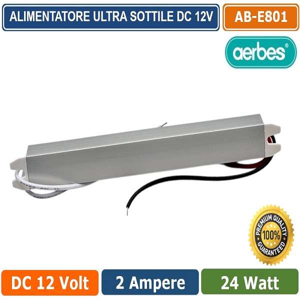 Aerbes AB-E801 24w Ultra Slim Metallic Stabilized Switching Power Supply 220V