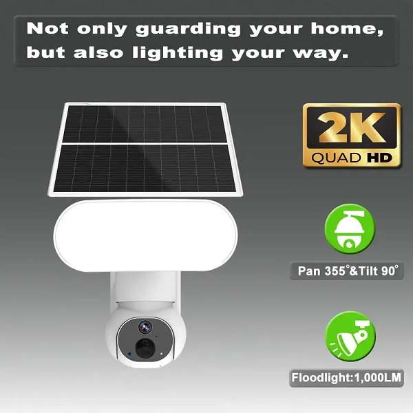 2.4GHz Wifi Solar Powered Camera With Flood Light Ubox App