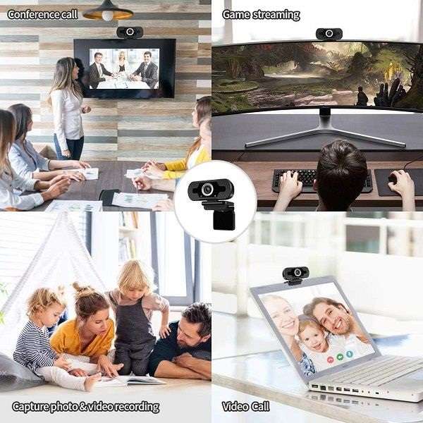 Aerbes AB-SX22 1080P Full HD Web Camera With Built-In Microphone For Laptop or Desktop Online Vid...
