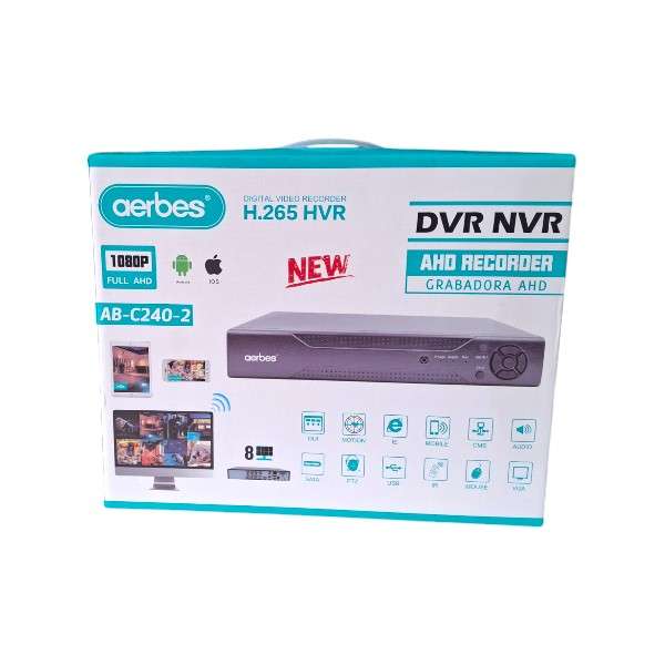 Aerbes AB-C240-2 8 Channel DVR/AHD Recorder 1080P, Topscloud App Remote View, iOS And Android