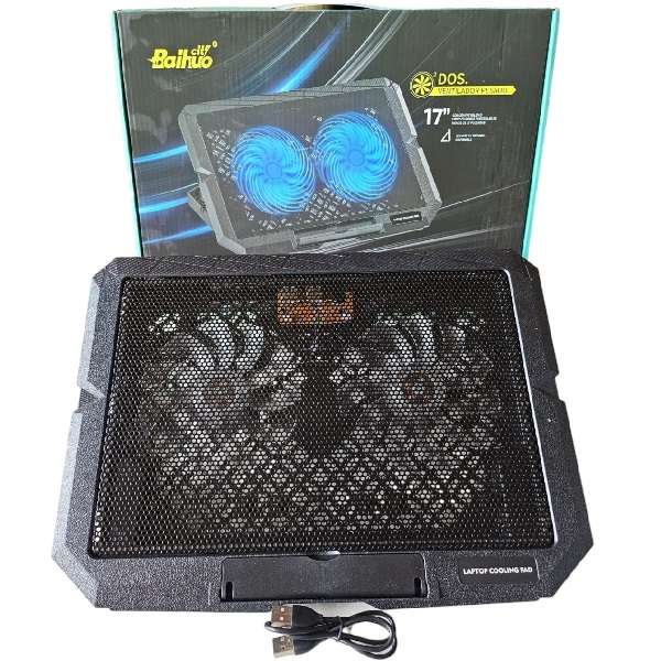 Baihuo MY-7081 2 Fan Laptop Cooler With Blue LED Light And Dual USB Port