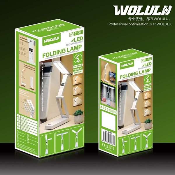 Wolulu AS-51060 1200mAh Battery  LED Rechargeable Folding Lamp 3 Color Temperatures