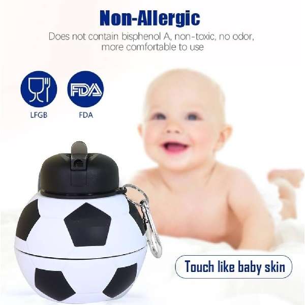 550 Collaspible Silicone Soccer Water Bottle