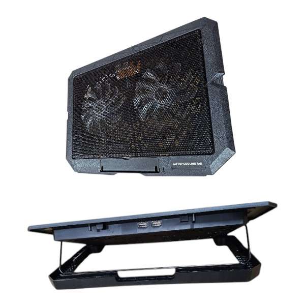 Baihuo MY-7081 2 Fan Laptop Cooler With Blue LED Light And Dual USB Port