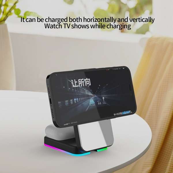 Aerbes AB-SJ160 3 in 1 Wireless Magnetic Charger With RGB Lighting Base