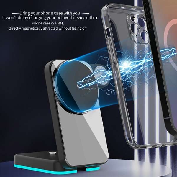 Aerbes AB-SJ160 3 in 1 Wireless Magnetic Charger With RGB Lighting Base