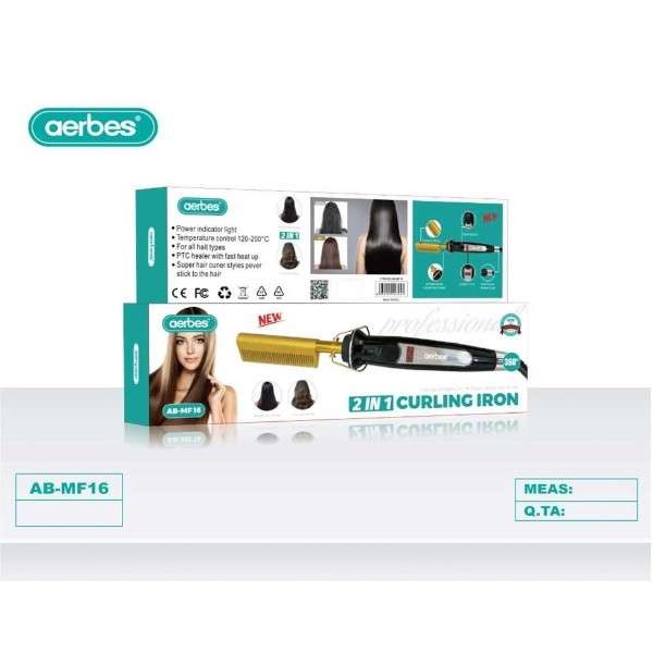 Aerbes AB-MF16 2 in 1 Hair Curling Iron Comb