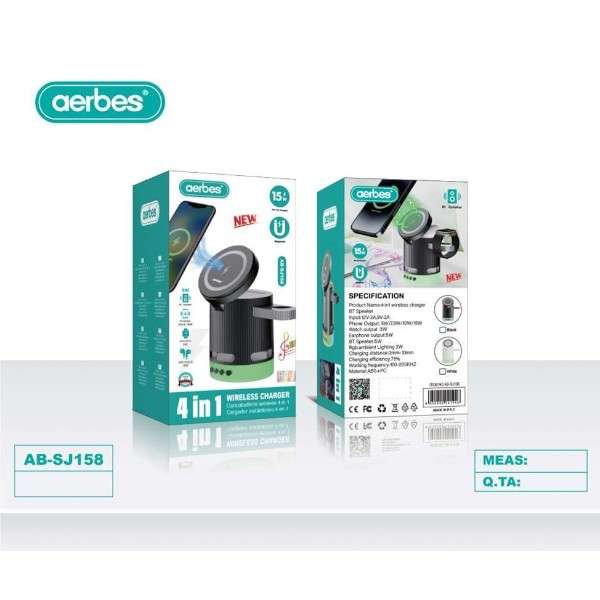 Aerbes AB-SJ158 4 in 1 Magnetic Wireless Charger With Speaker