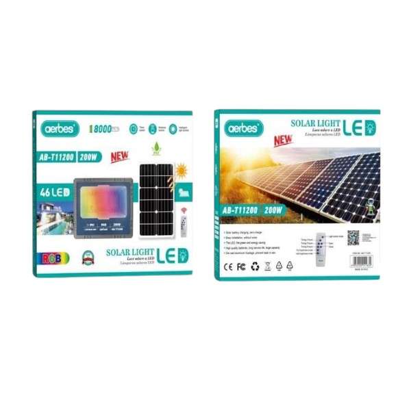 Aerbes AB-T11200 200W 46LED Solar RGB Flood Light 8000mah Battery With Remote Control