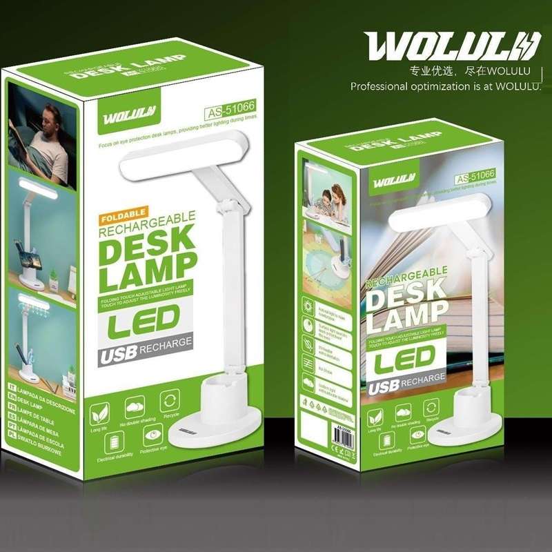 Wolulu AS-51066 Foldable Rechargeable LED Desk Lamp With Phone Holder