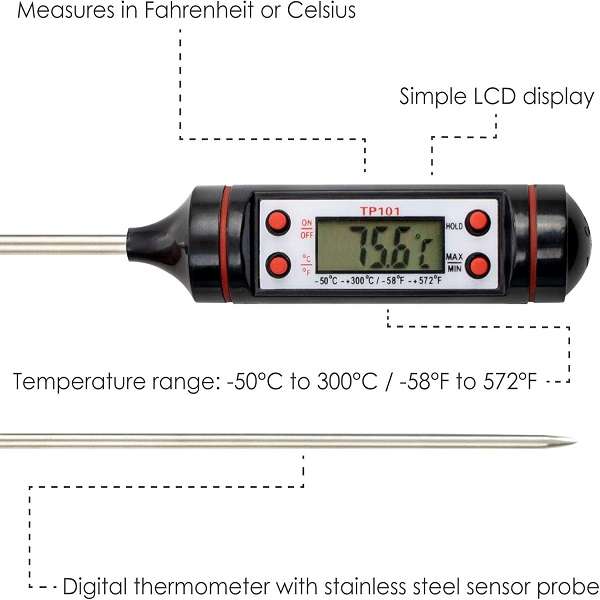 JG20375689 Digital Food Thermometer Reading with LCD Display