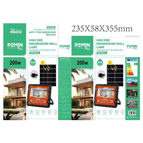 Pemin Plus PM-138200W Solar Powered Flood Light IP66 With Remote Control