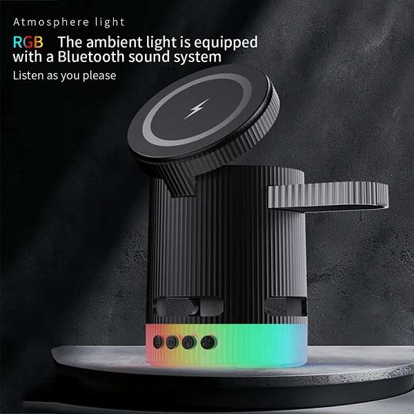 Aerbes AB-SJ158 4 in 1 Magnetic Wireless Charger With Speaker