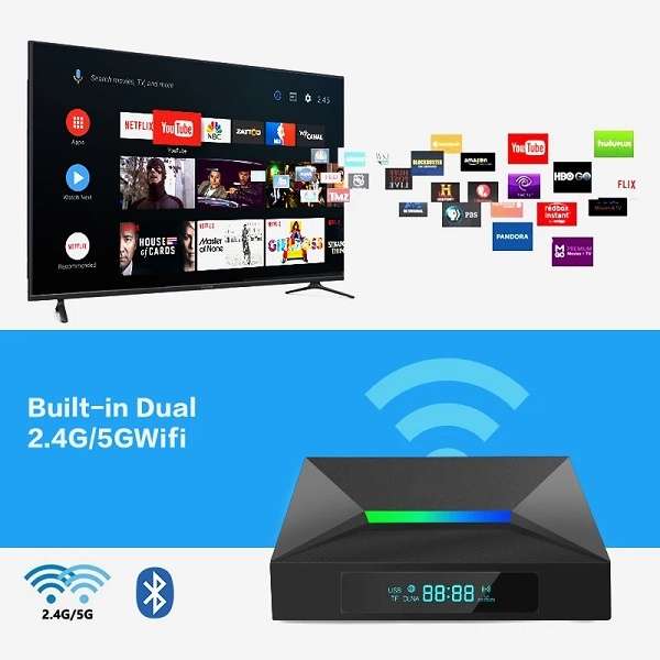 Tangka TK-TV03 Android TV Box 8GB RAM + 128GB Storage 4K Ultra HD Streaming And Dual-Band WiFi