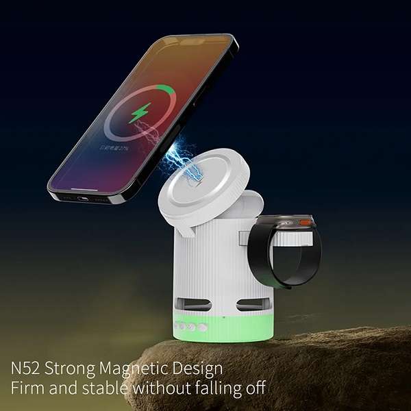 Aerbes AB-SJ158 4 in 1 Magnetic Wireless Charger With Speaker
