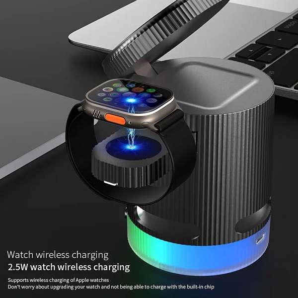 Aerbes AB-SJ158 4 in 1 Magnetic Wireless Charger With Speaker