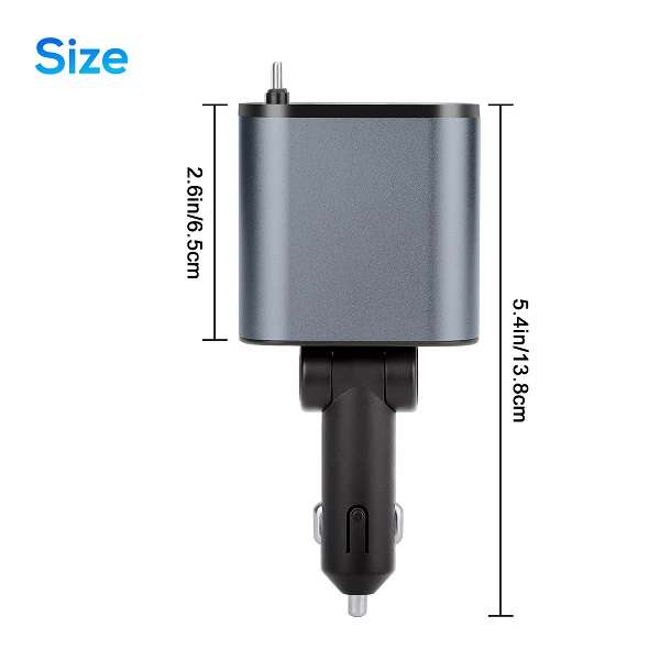 Aerbes AB-CZ35 4 in 1 Car Charger With Retractable Cables 120W
