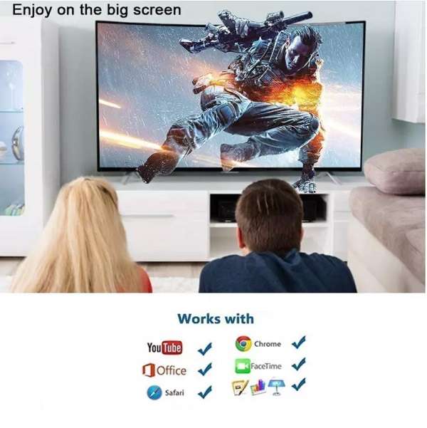SE-L014 8-Pin Lightning To HDMI Cable With USB Power, Full HD 1080P Video And Audio Output 1.8M E...