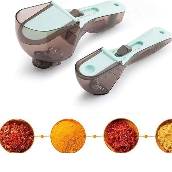 JG20375680 Push Gear Adjustable Measuring Spoon Baking Tool Set of Two