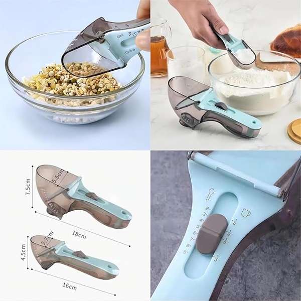 JG20375680 Push Gear Adjustable Measuring Spoon Baking Tool Set of Two