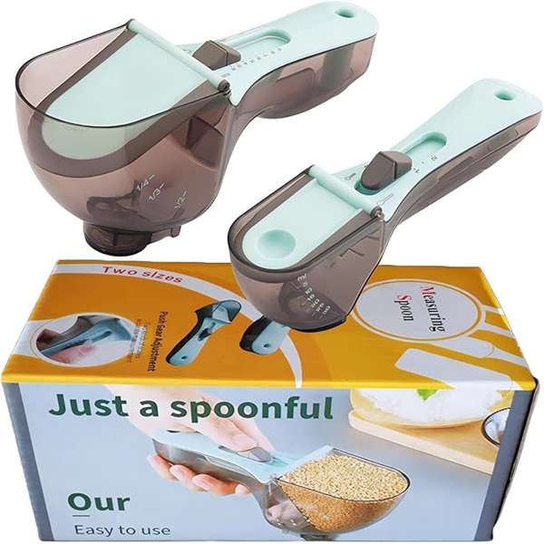 JG20375680 Push Gear Adjustable Measuring Spoon Baking Tool Set of Two