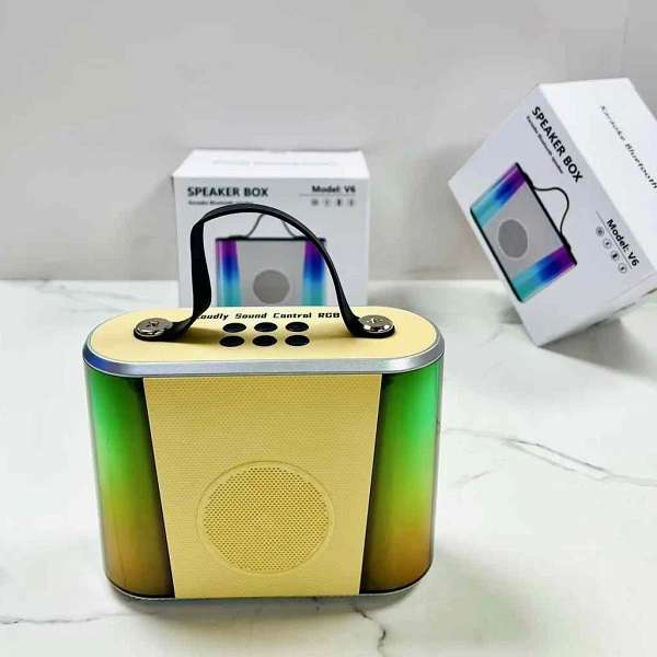 V6 Rechargeable  Bluetooth Speaker with RGB Lights and TF Card  Slot