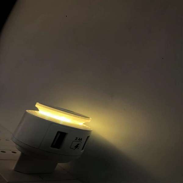 12W 2-Pin Wall Charger with Dual USB Ports LED Touch Lamp 2.4A