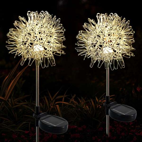 FA-LC77C 2Pack Garden Stakes Outdoor Decor Dandelion RGB Solar Powered Decorative Lights