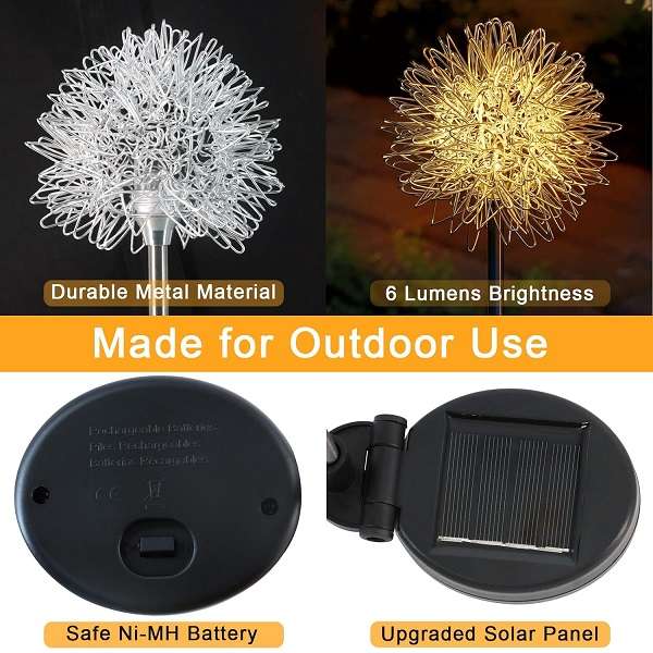 FA-LC77C 2Pack Garden Stakes Outdoor Decor Dandelion RGB Solar Powered Decorative Lights