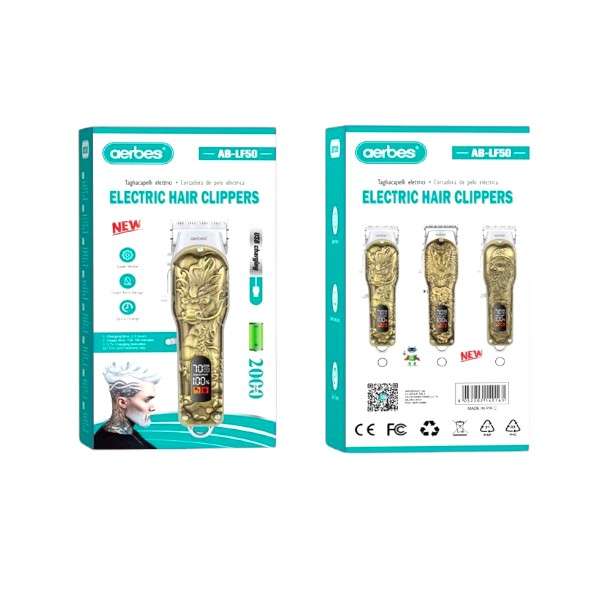 Aerbes AB-LF50 Gold Electric Hair Clipper With LED Display