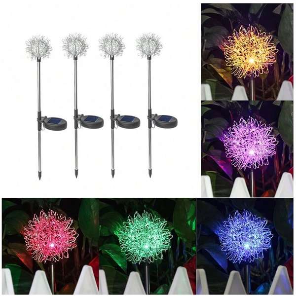 FA-LC77C 2Pack Garden Stakes Outdoor Decor Dandelion RGB Solar Powered Decorative Lights