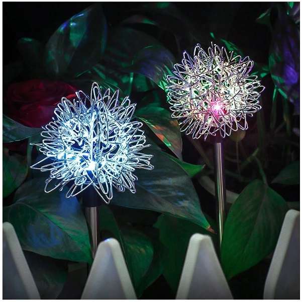 FA-LC77C 2Pack Garden Stakes Outdoor Decor Dandelion RGB Solar Powered Decorative Lights