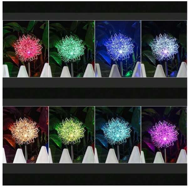 FA-LC77C 2Pack Garden Stakes Outdoor Decor Dandelion RGB Solar Powered Decorative Lights