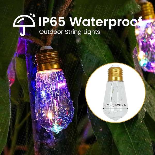 Aerbes AB-TY247-1 RGB 8M Solar Bulb String Light 16 LED Bulbs 1200mah Battery