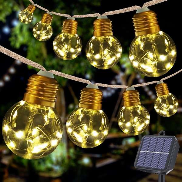 Aerbes AB-TY248-1 Warm White 8M Solar Round Bulb String Light 1200mah Battery