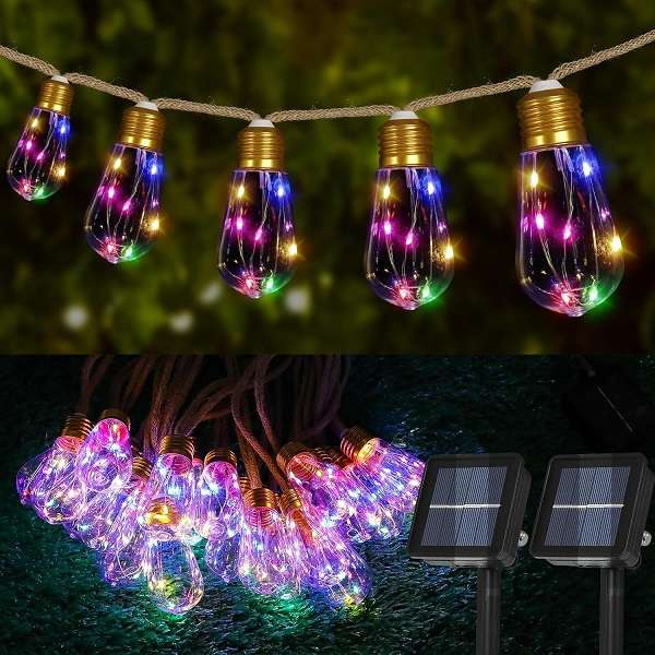 Aerbes AB-TY247-1 RGB 8M Solar Bulb String Light 16 LED Bulbs 1200mah Battery