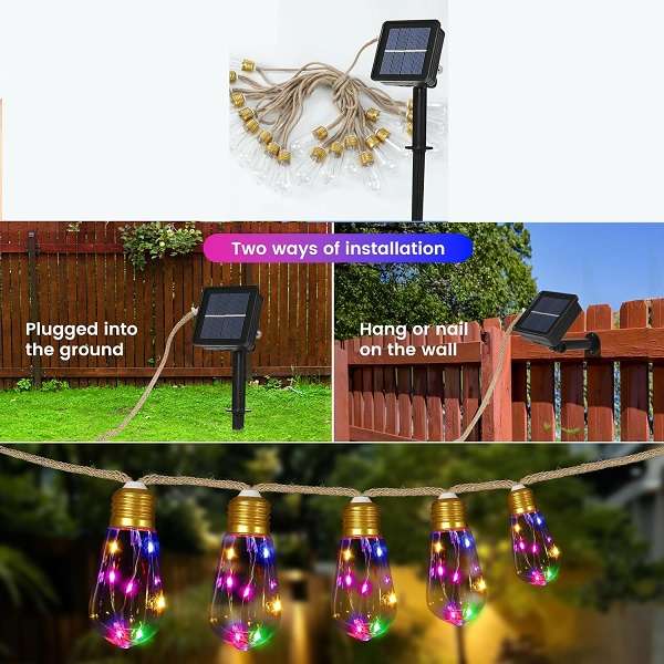 Aerbes AB-TY247-1 RGB 8M Solar Bulb String Light 16 LED Bulbs 1200mah Battery