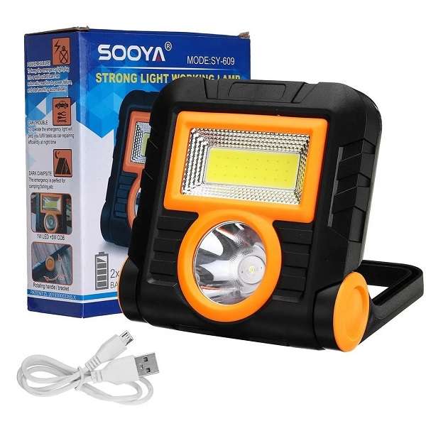 Sooya FA-609C Solar Powered Rechargeable Dual Lighting Work Lamp With Stand