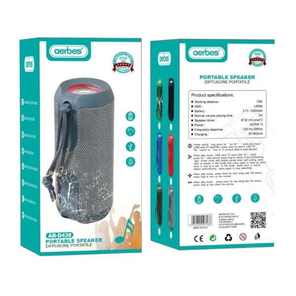 Aerbes AB-D438 Portable Bluetooth Speaker 1200mAh