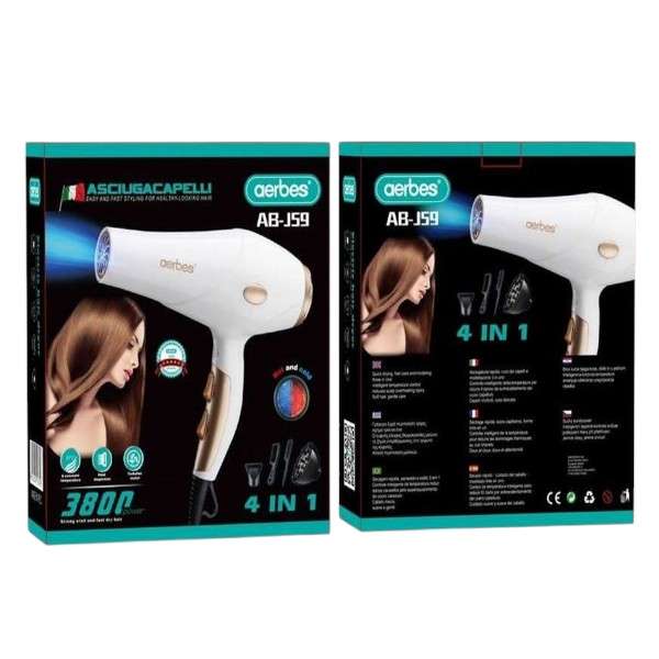 Aerbes AB-J59 3800W 4 in 1 220V Hair Dryer Hot and Cold