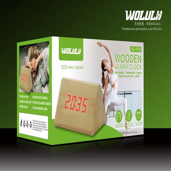 Wolulu AS-51703 Digital Wooden Alarm Clock