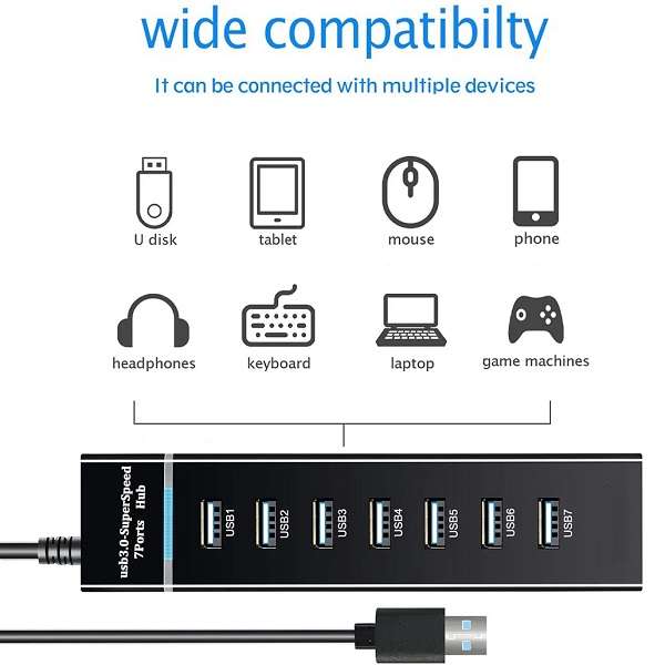 Tangka TK-8578 USB 3.0 7 Port Hub 30cm