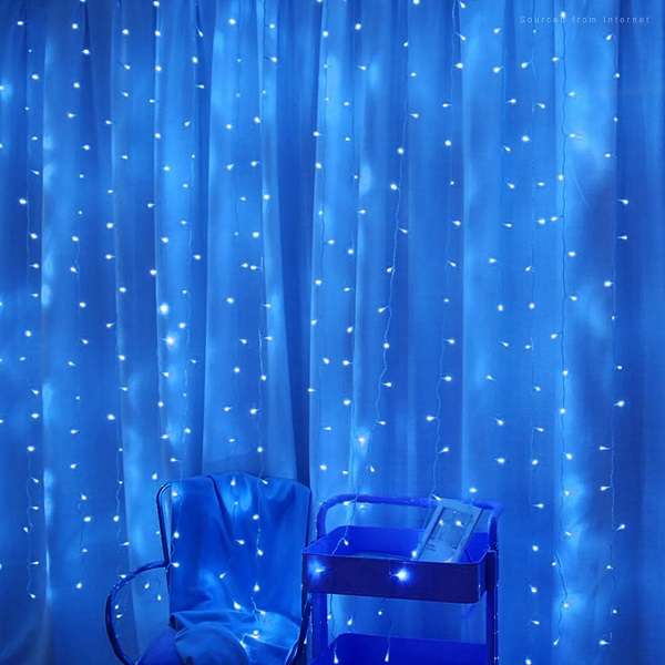 ZYF-D224 Blue 3m x 3m Clear Cable Fairy Curtain Light