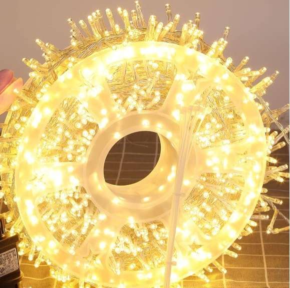 ZYF-D147 100M Warm White 9V String Fairy Light On White Cable With 8 Modes