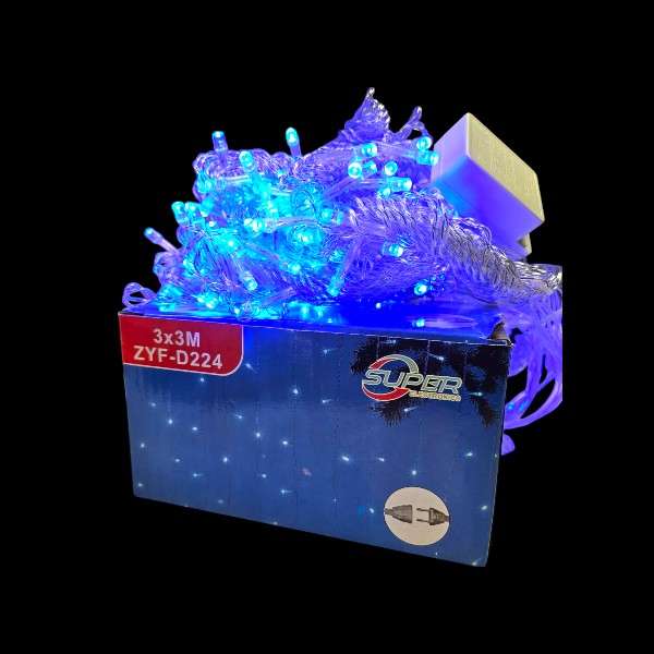 ZYF-D224 Blue 3m x 3m Clear Cable Fairy Curtain Light